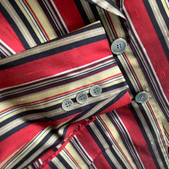 Anne Klein II Silk Striped Red Blazer SZ 10 - Picture 9 of 16